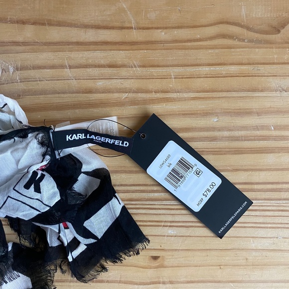 KARL LAGERFELD Black and White Scarf - Picture 3 of 8